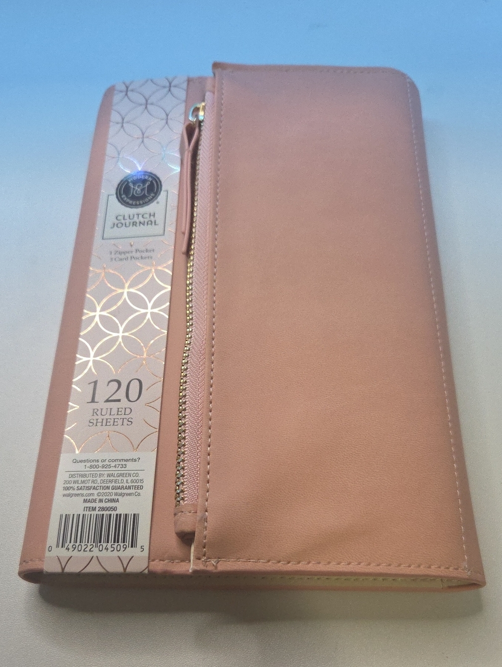 Blush Pink Zip-Front Clutch Journal